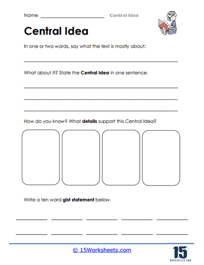 central idea worksheet