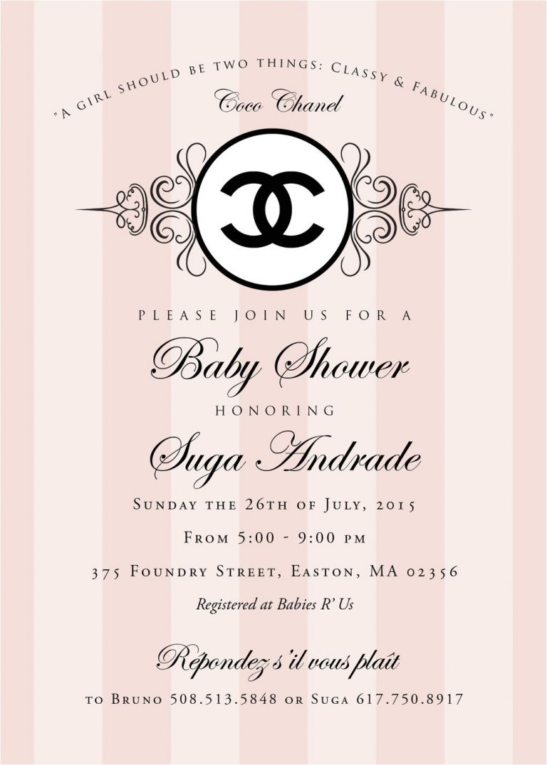 Chanel Party Invitation Template Coco Chanel Invitation Templates 