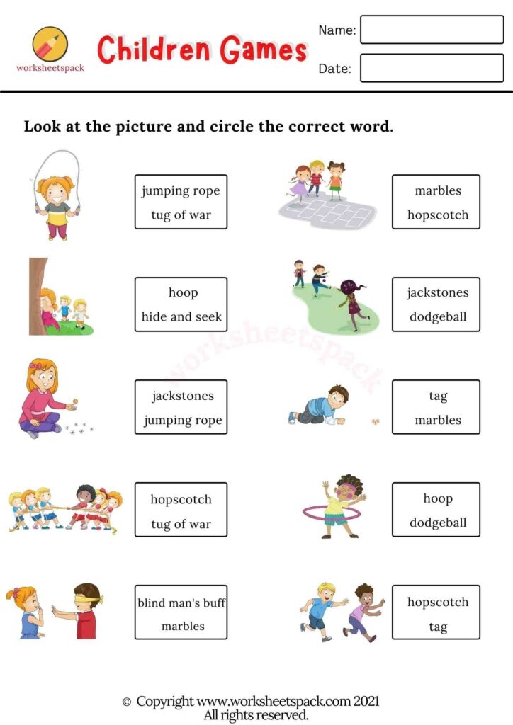 Children Games Worksheets PDF Worksheetspack
