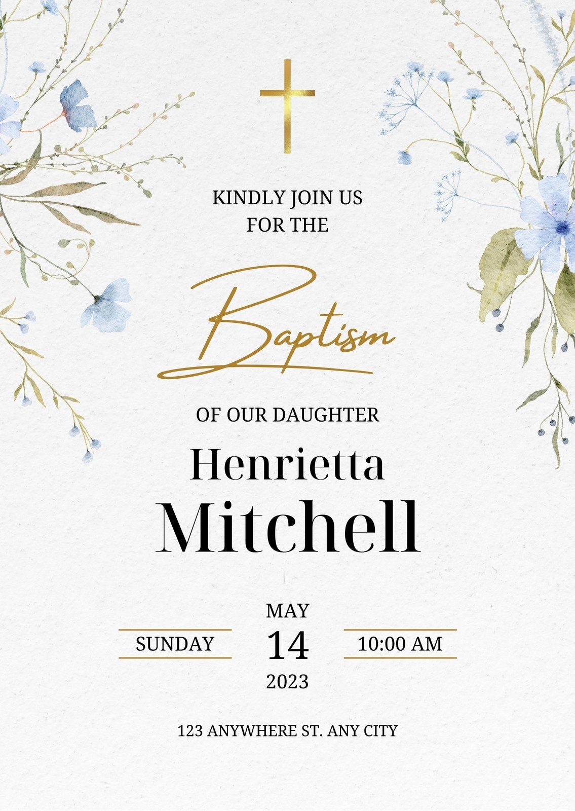 Christening Invitation Baptism Invitation Template Eucalyptus 
