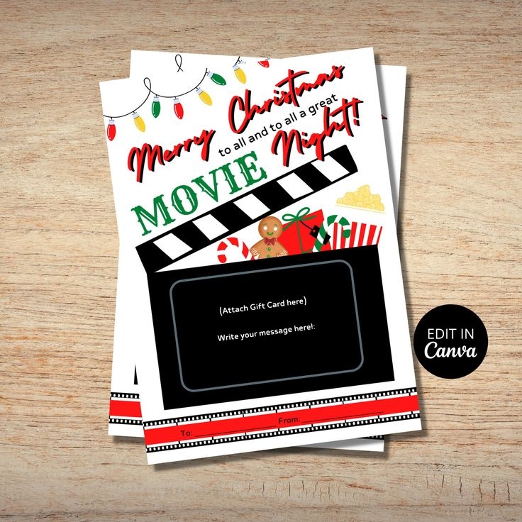 Christmas Gift Card Holder Movie Gift Card Holder Holiday Gift Card