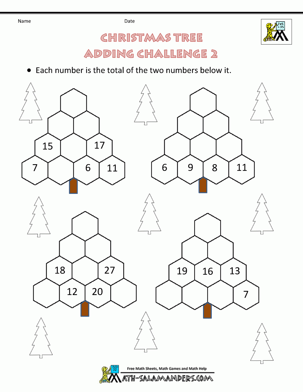 Christmas Mathematics Worksheets AlphabetWorksheetsFree