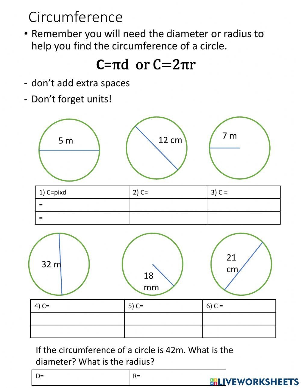 Circumference Of A Circle Worksheets Math Monks Worksheets Library