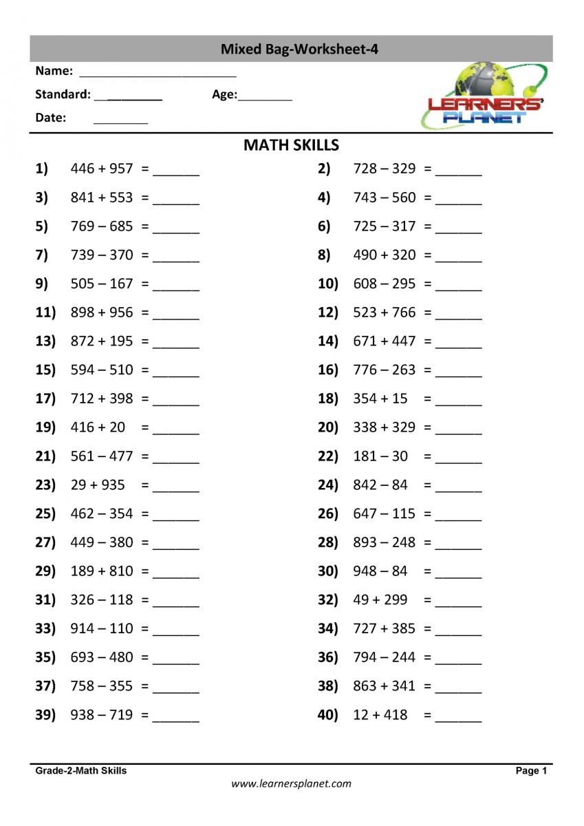 Class 2 Math Addition Subtraction Multiplication Division Interactive 