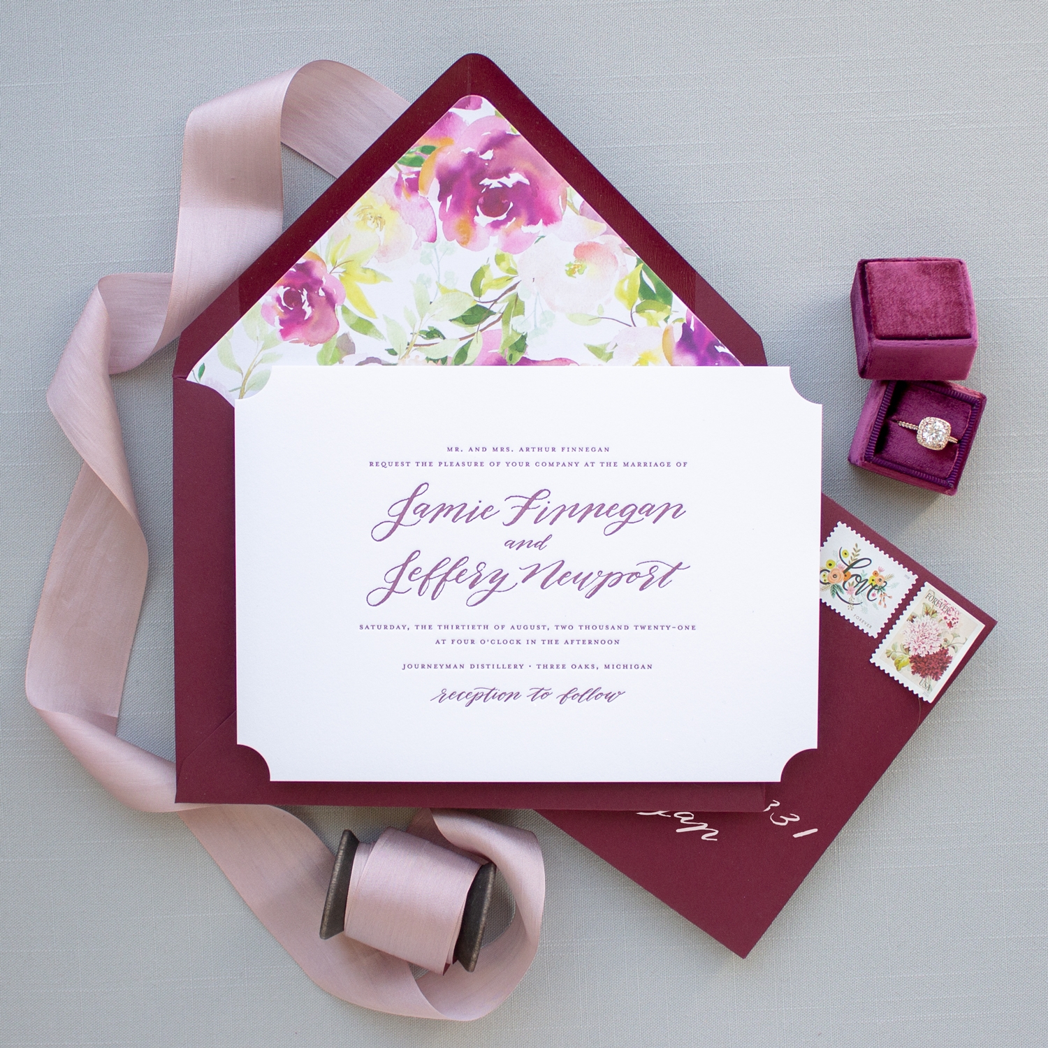 Classic Calligraphy Wedding Invitation With Monogram Estate Banter 