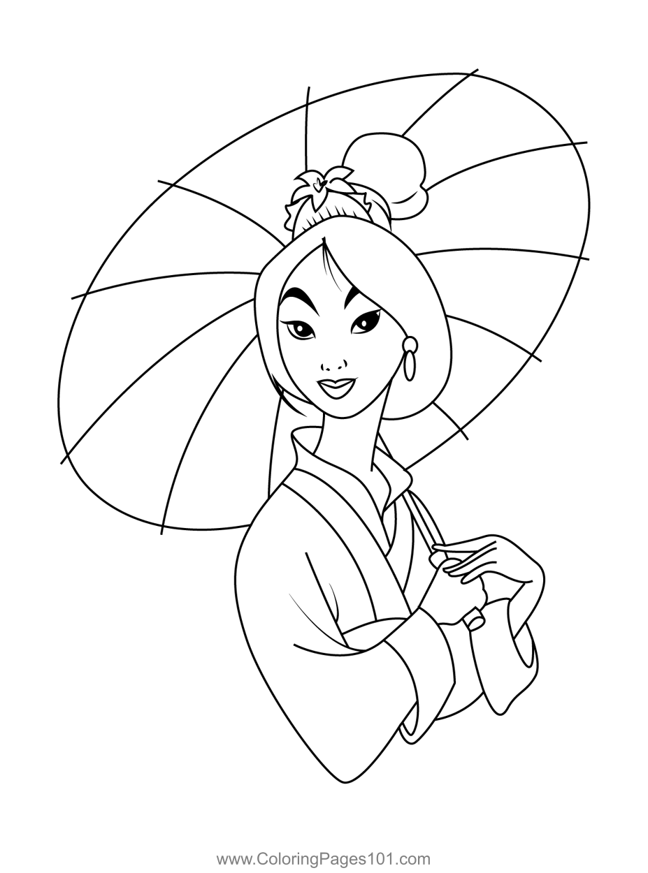 Close Up Mulan Coloring Page For Kids Free Mulan Printable Coloring 