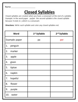 Closed Syllable Spelling Worksheet Downloadable PDF For Children 