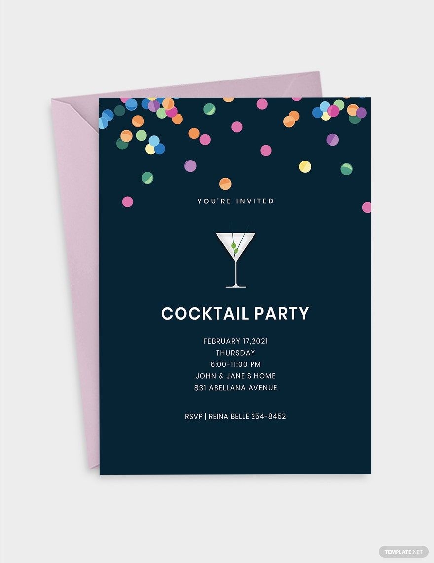 Cocktail Party Invitation Template In Publisher Word Illustrator PSD 