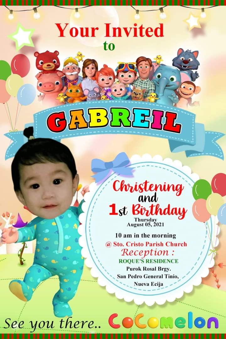 birthday cocomelon invitation card template