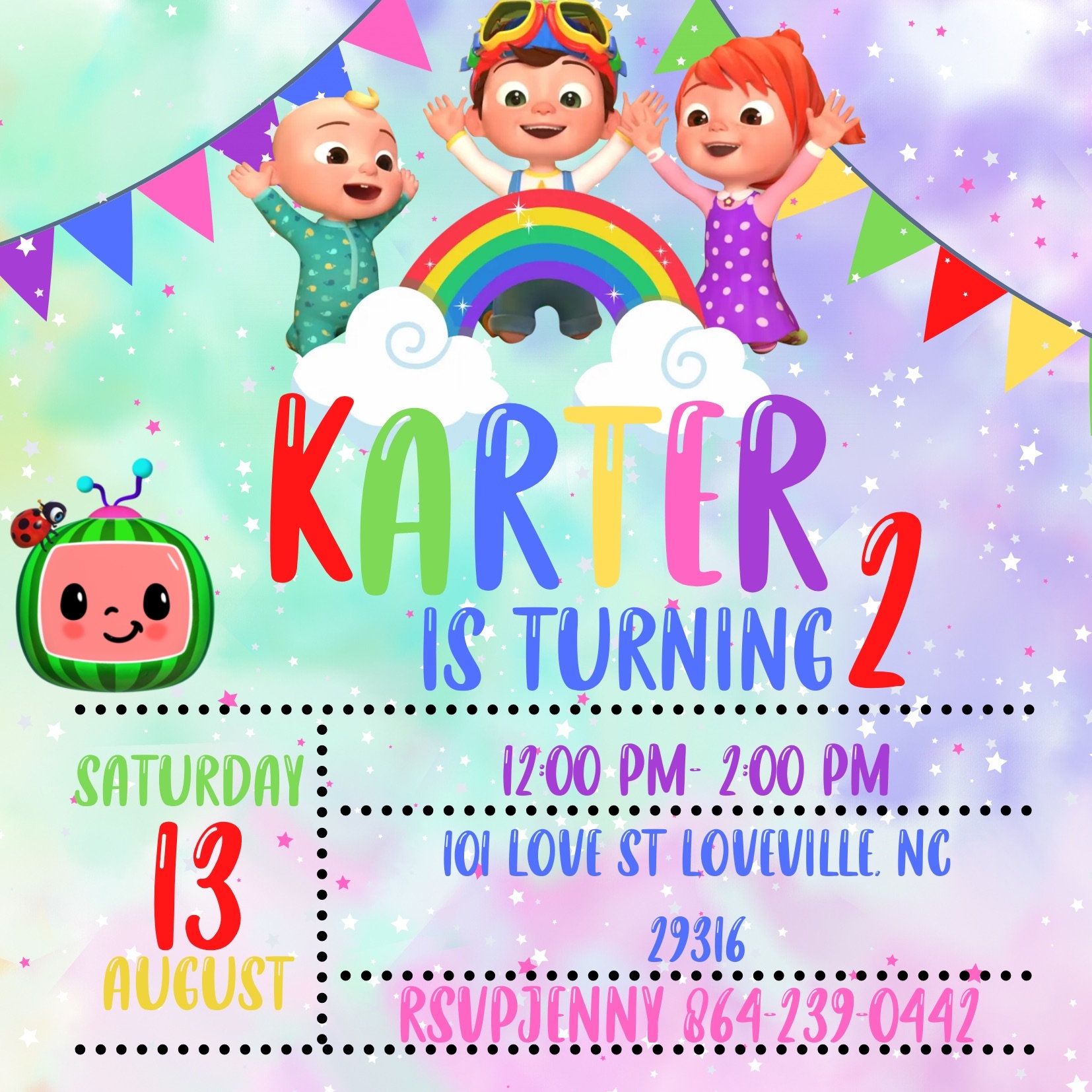 Cocomelon Invitation Card Template