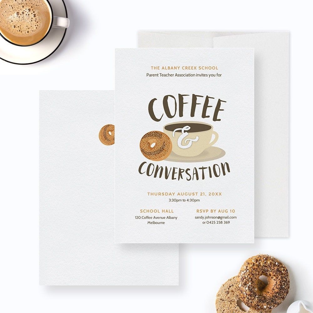 Coffee And Conversation Party Invitation Editable Template Coffee And
