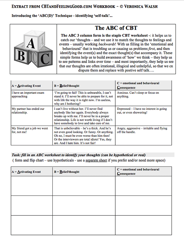 Cognitive Behavioral Therapy Worksheets Coping Skills Worksheets