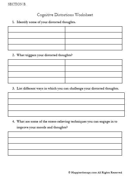 Cognitive Distortions Worksheet HappierTHERAPY Worksheets Library