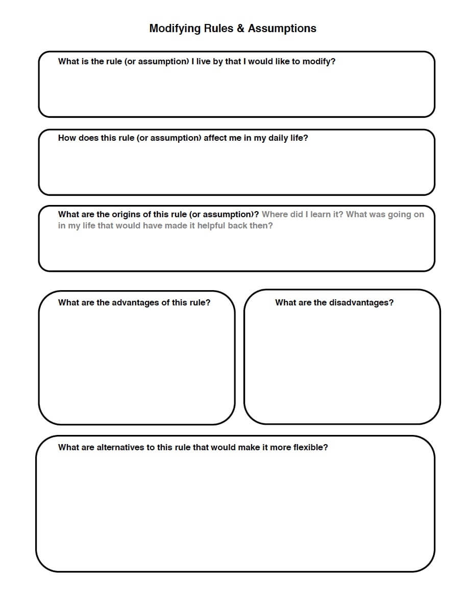 Cognitive Distortions Worksheets Library