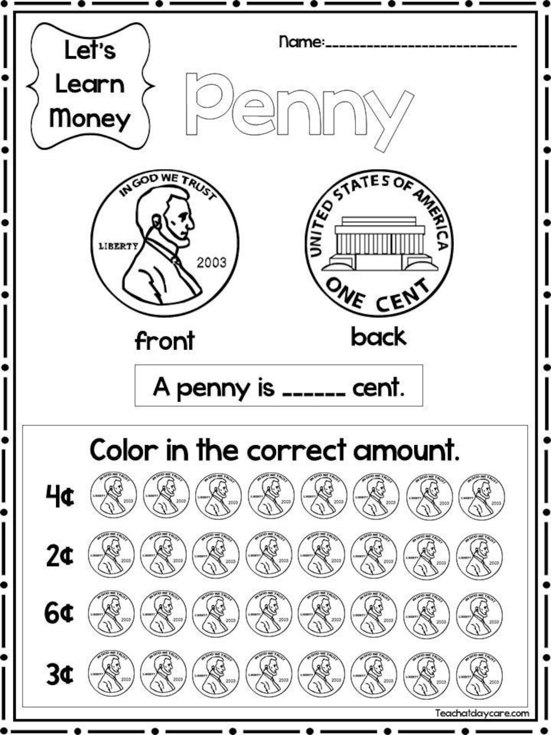 Coins Dollars Printable Free Money Worksheet For Kids Worksheets Library