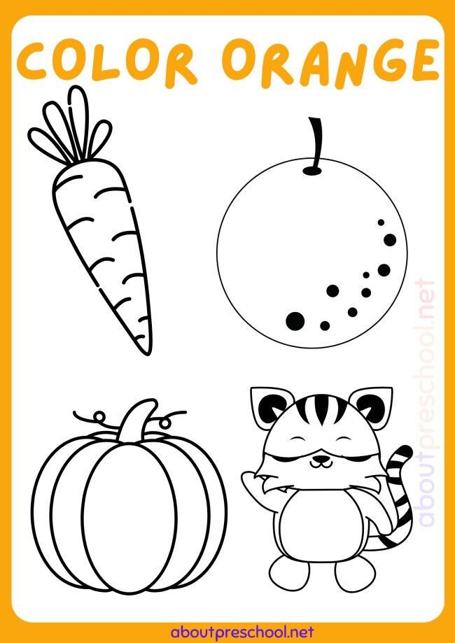 Color Orange Worksheets For Kindergarten Color Worksheets For 