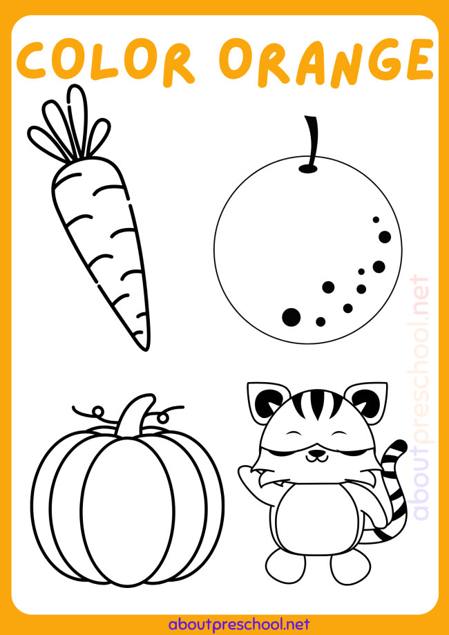 Color Orange Worksheets For Kindergarten Color Worksheets For 