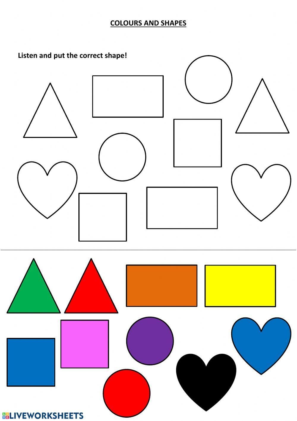 Color The Shapes Worksheet Free Coloring Page Printout For Kids 