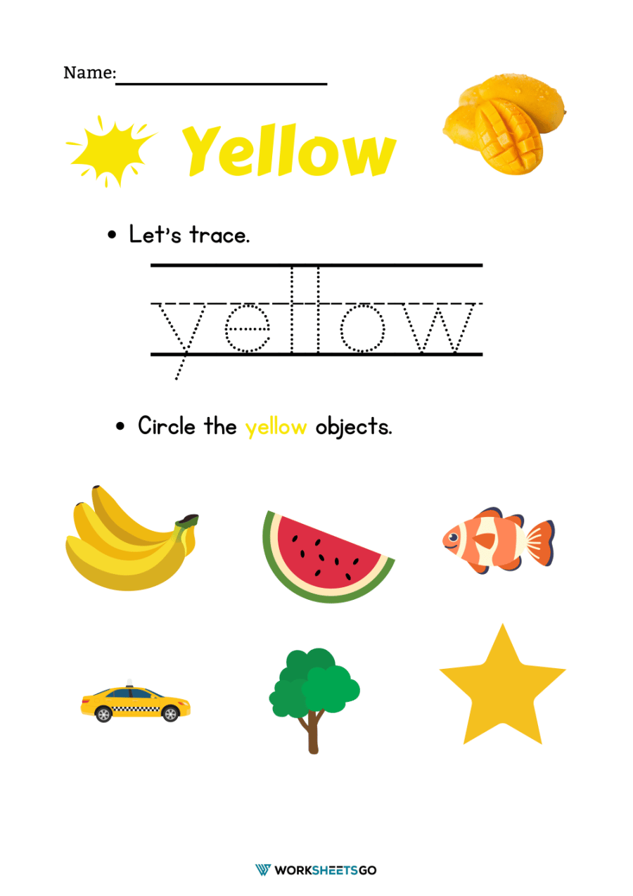 Color Yellow Worksheets WorksheetsGO