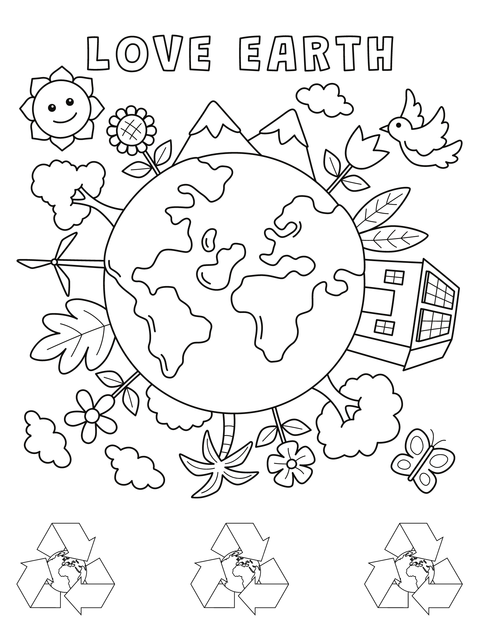 earth day coloring page free