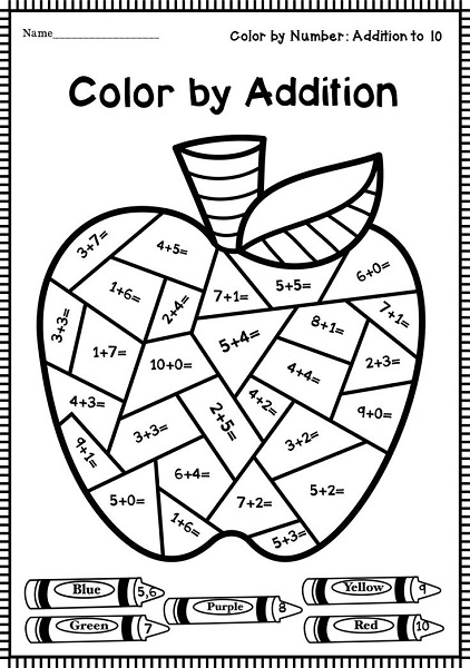 Coloring Pages Math Addition Coloring Book 