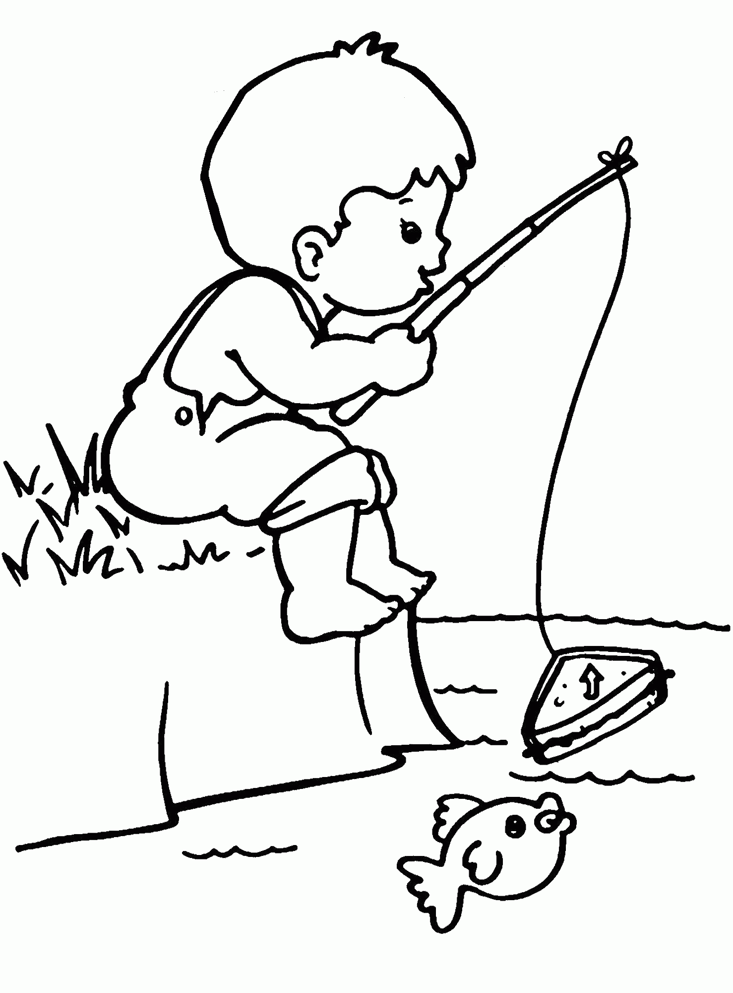 Coloring Pages Of Boy Fishing Coloring Home