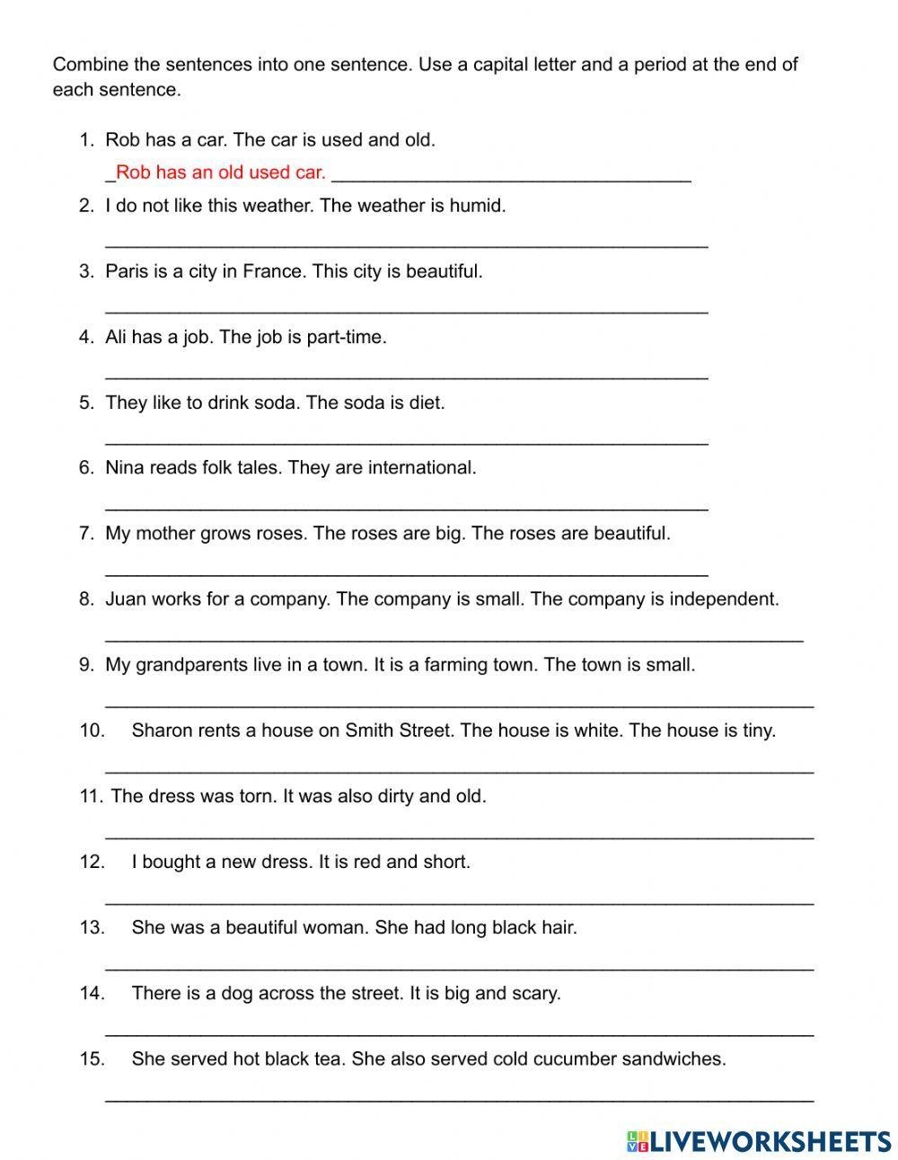 Combining Sentences Ppt PPT Worksheets Library