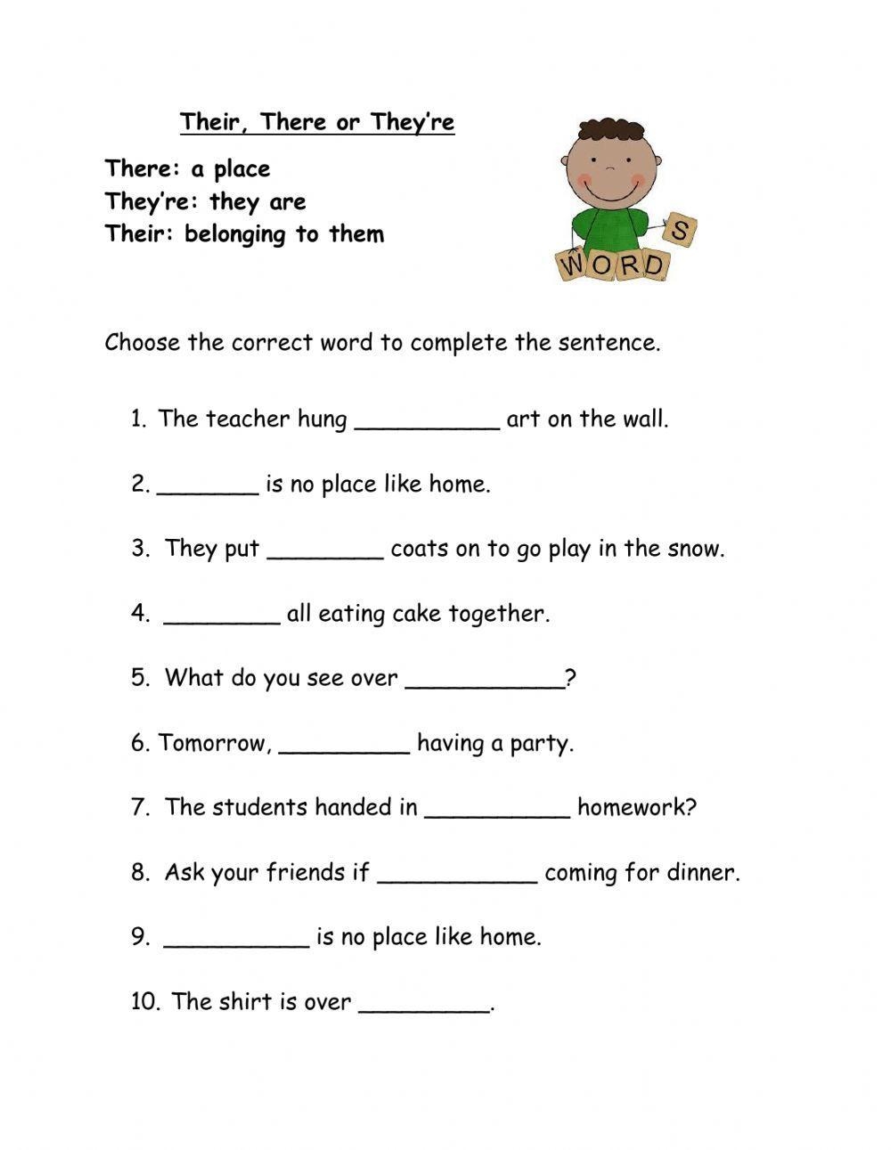 they're there their worksheet