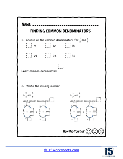Common Denominators Worksheets 15 Worksheets Worksheets Library