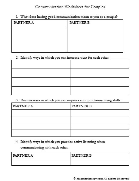 couples communication skills worksheets