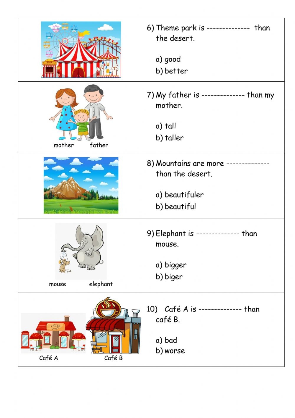 Comparative Adjective Worksheet Adjectiveworksheets