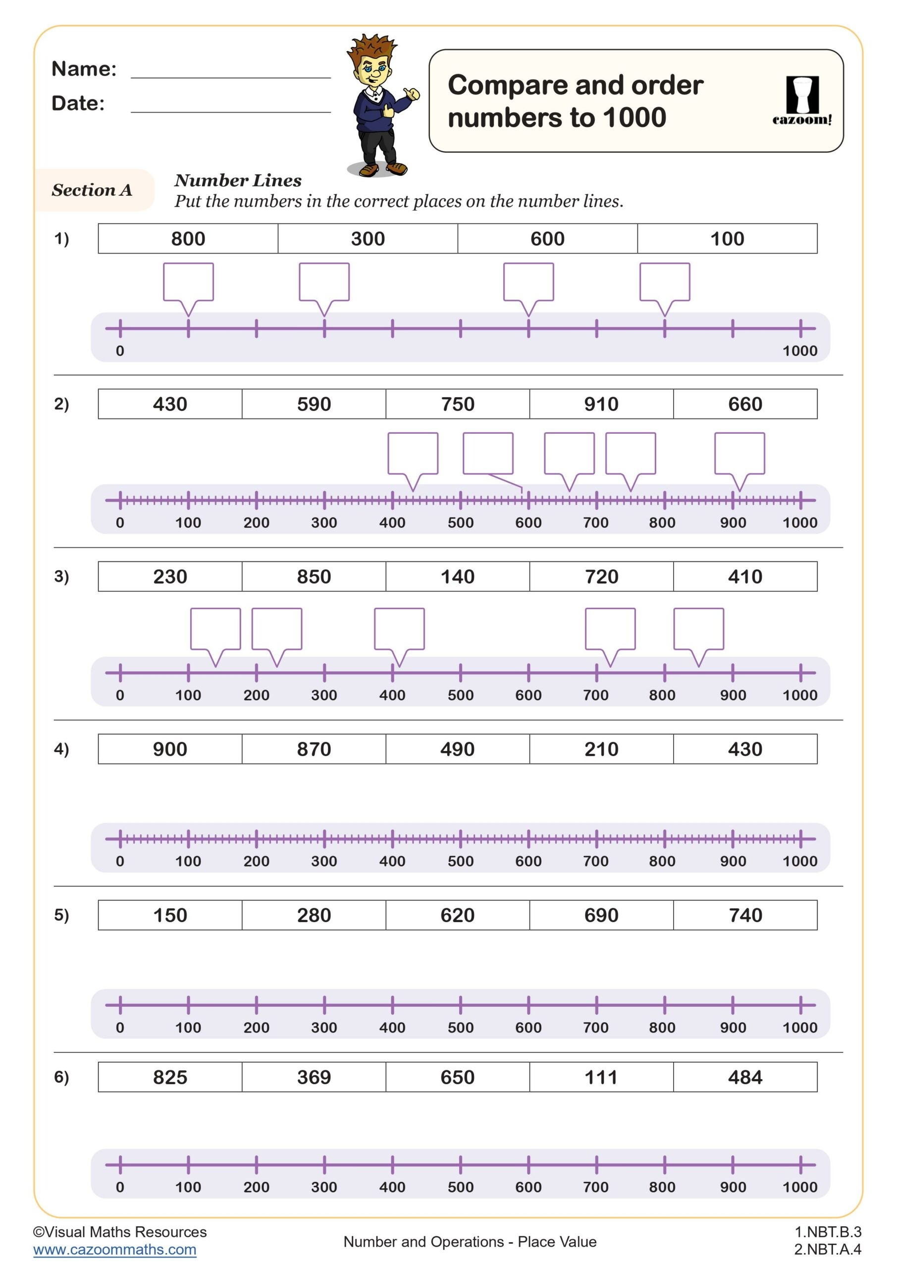 compare numbers worksheet