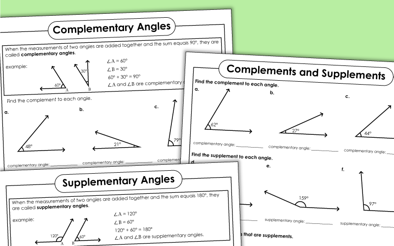 complementary angles worksheet