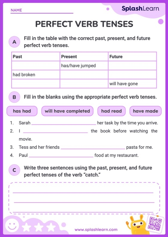 verb tenses worksheet