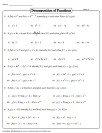 worksheet on composition of functions