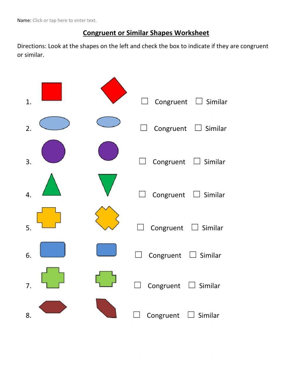 congruent figures worksheet