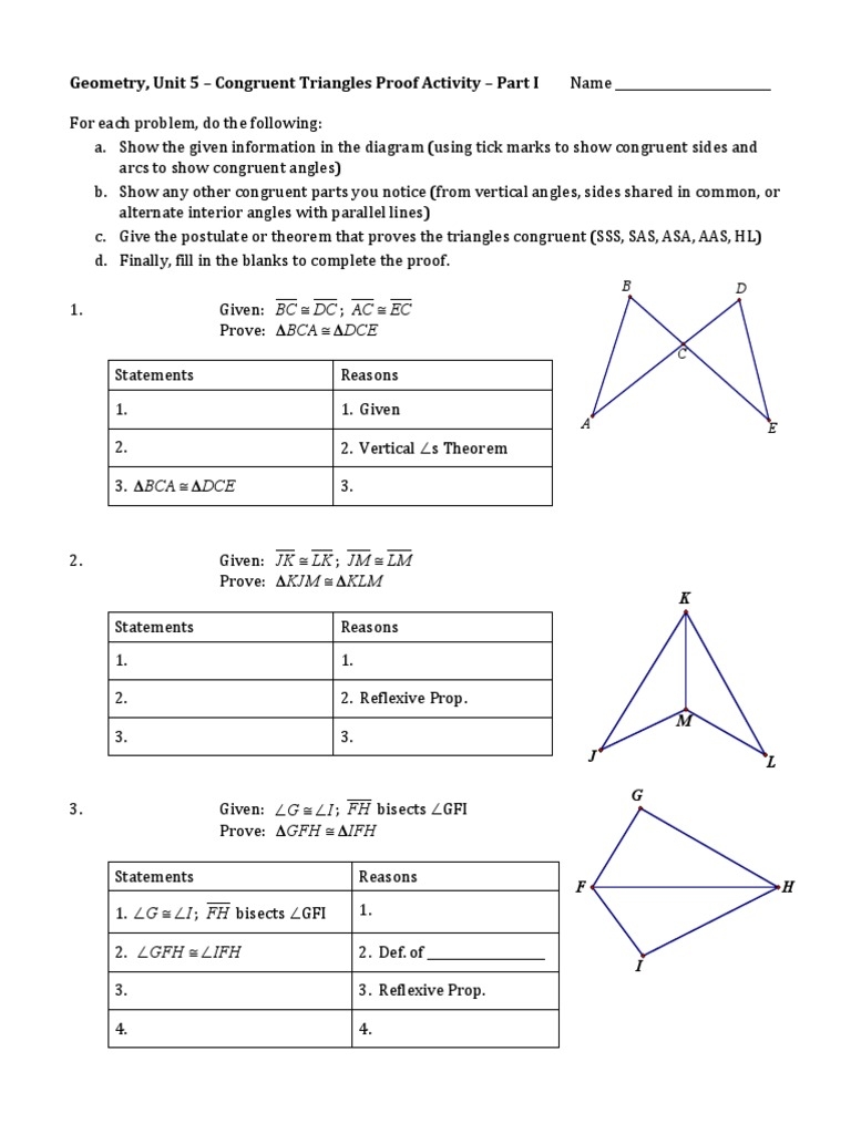 Congruent Triangles Proof Worksheet PDF Triangle Geometry 