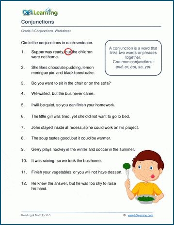 Conjunctions K5 Learning Conjunctions Worksheet Conjunctions 