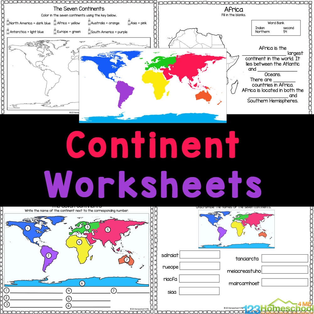 Continents Matching Activity WordUnited Worksheets Library