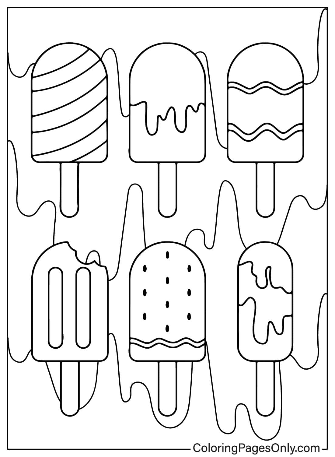 Cool Popsicles Free Printable Coloring Pages