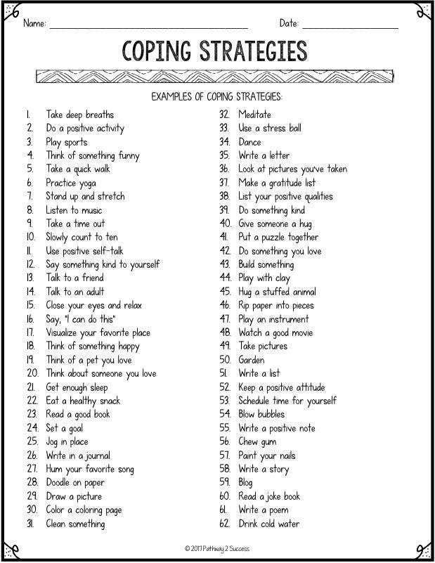 Coping Skills Anxiety Worksheets Coping Skills Worksheets