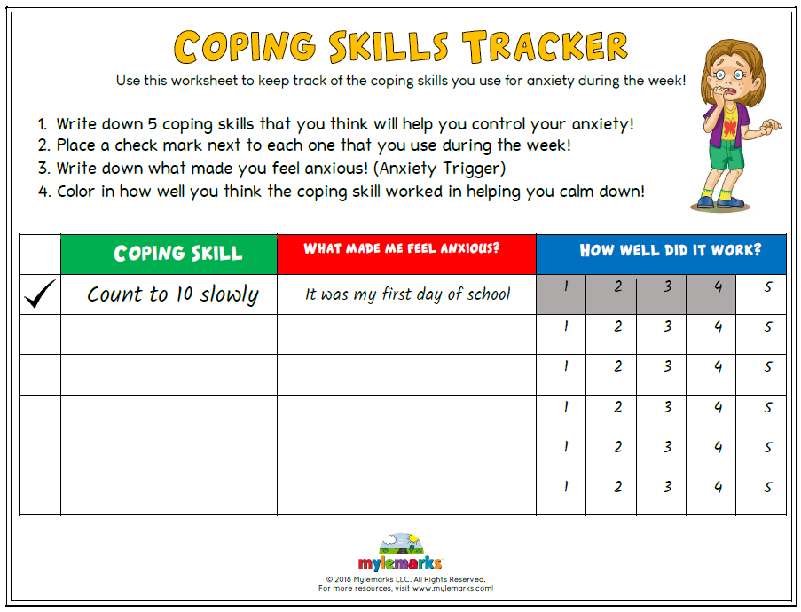 coping skills for anxiety worksheets