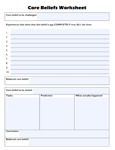 Core Beliefs 24 Examples How To Determine Format PDF Worksheets 