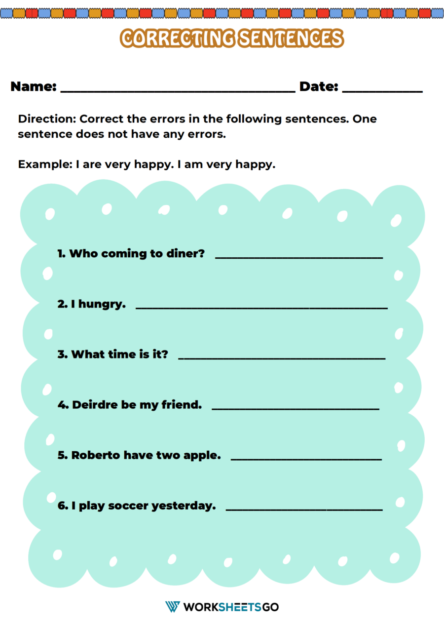 Correcting Sentences Worksheets WorksheetsGO