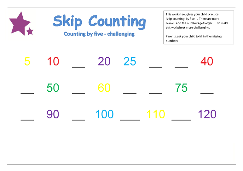 Count By 5 Worksheet For Kids Activity Shelter