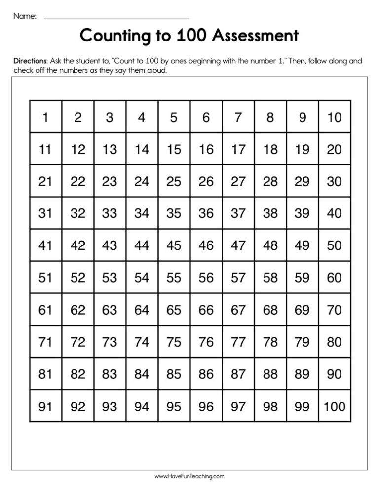Counting 100 Worksheets Free CountingWorksheets