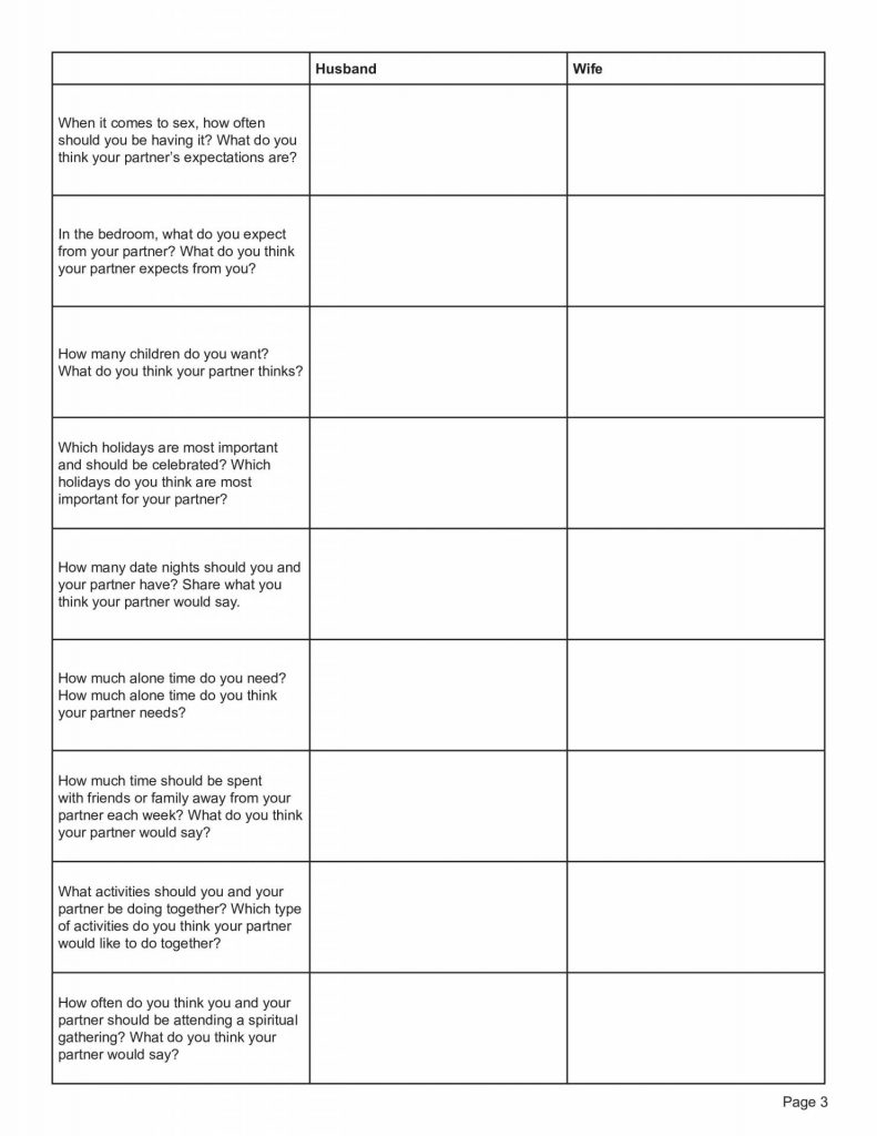 at home marriage counseling worksheets