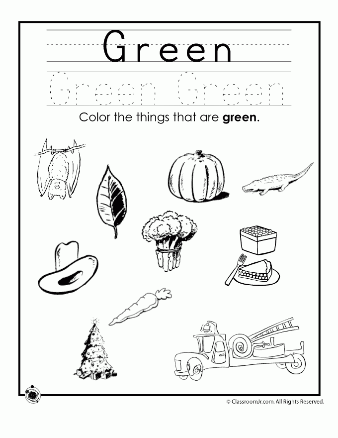 color green worksheets