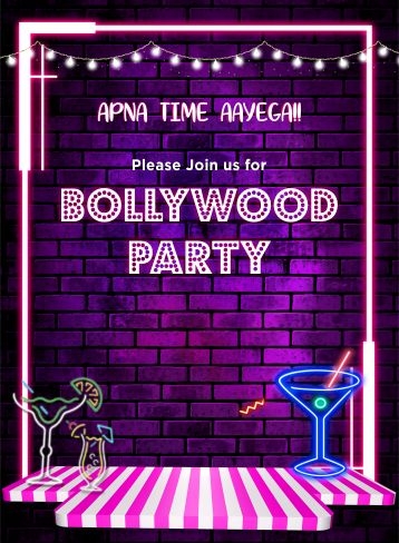 Create Free Bollywood Party E INVITE Invitation Card Online