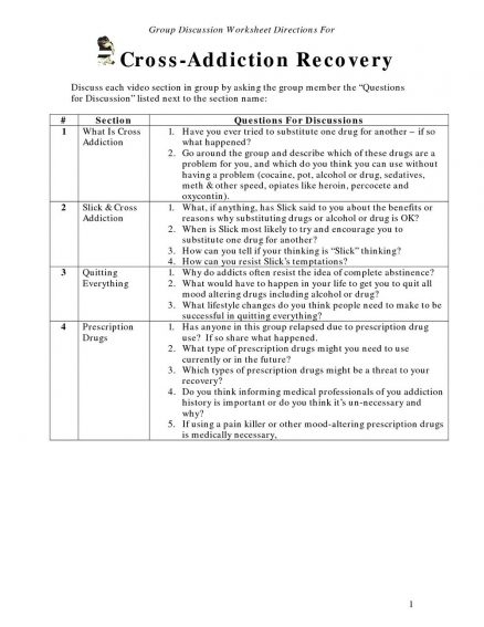 addiction worksheets